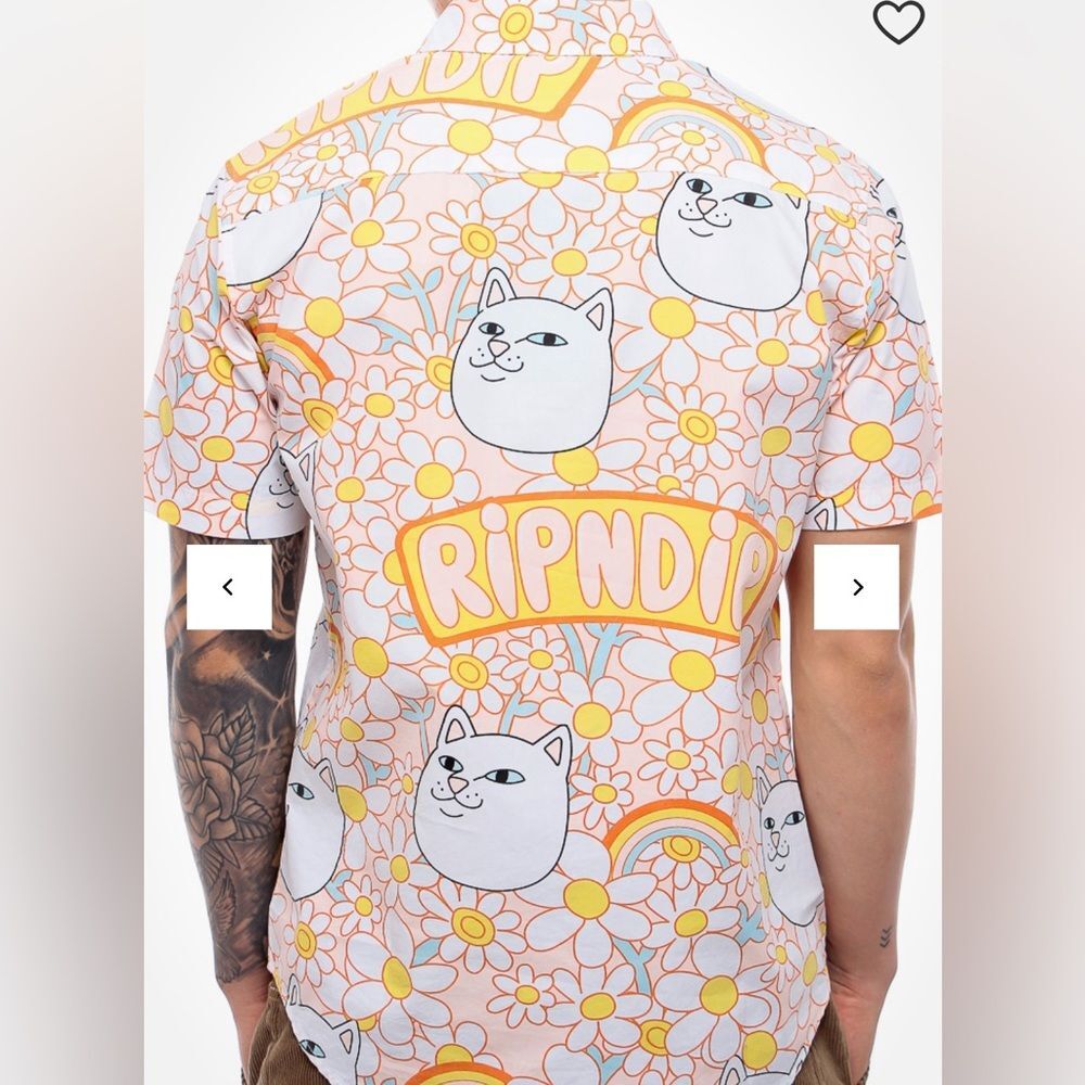 RIPNDIP Daisy Daze Lord Nermal men’s button down cat. Skater clothing. Sz M